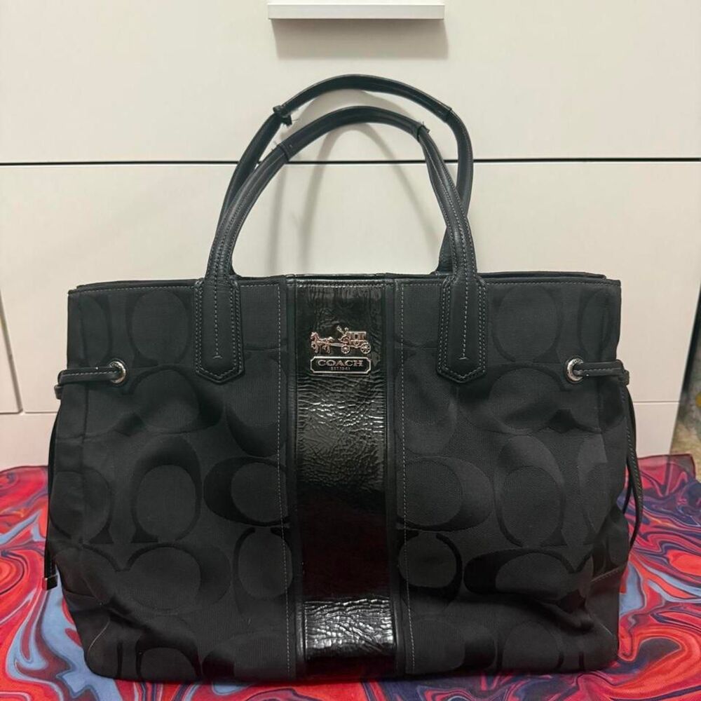 Vintage Coach Black Chelsea Signature C Monogram Tote Bag